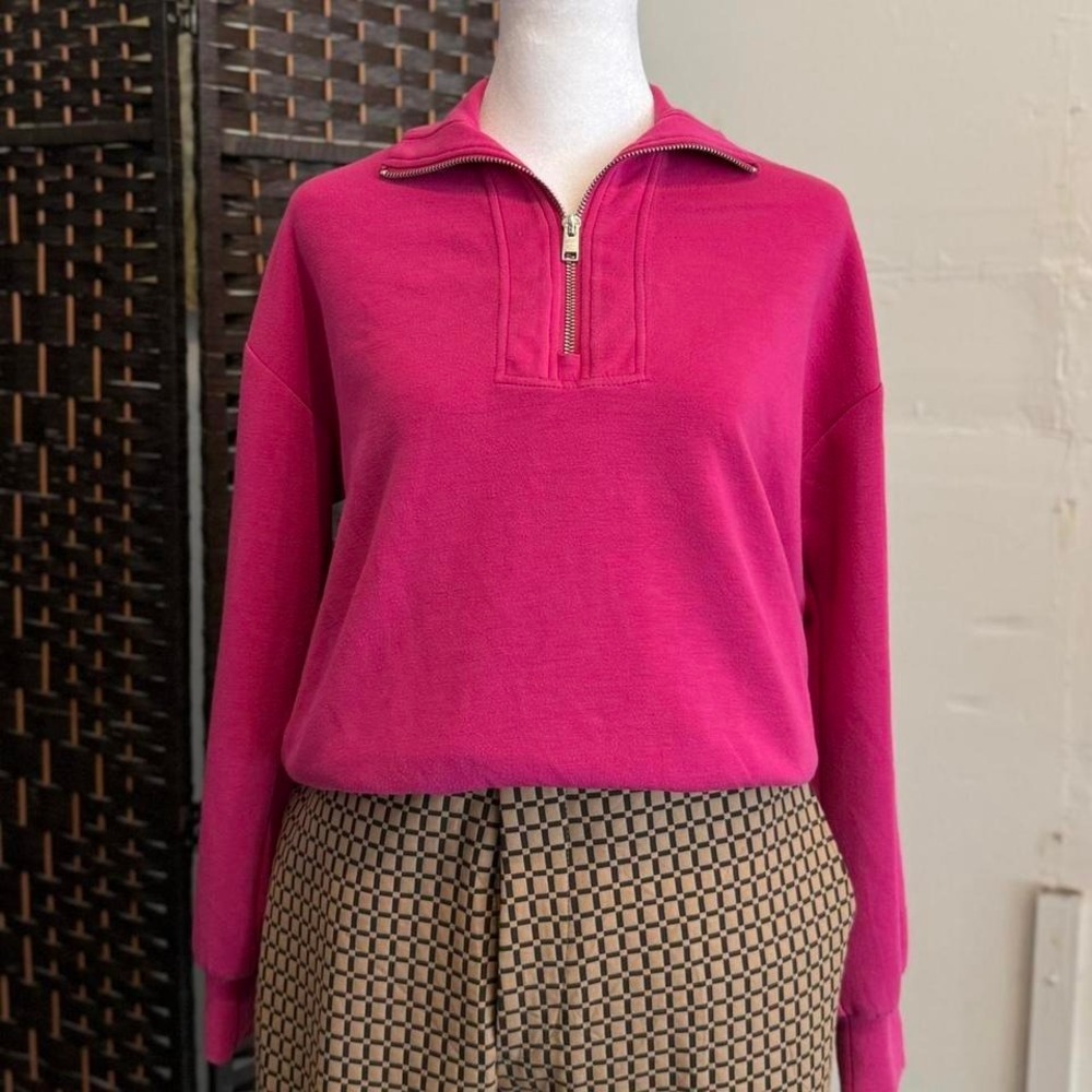 Truth by Republic Hot Pink Quarter Zip Pullover Women's Sweatshirt Size S/P